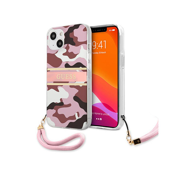 Guess Camo case with nylon strap for iPhone 13 - Pink, mobiles, lebanon, samsung, iphones, new, used, laptops, computers, huawei, phone, mobile prices in lebanon,mobile prices
