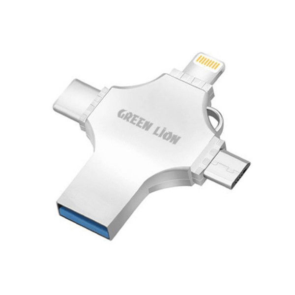 Green Lion 4 in 1 USB Flash Drive 256Gb -Silver, mobiles, lebanon, samsung, iphones, new, used, laptops, computers, huawei, phone, mobile prices in lebanon,mobile prices