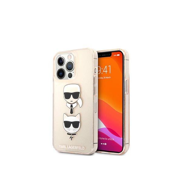 Karl Lagerfeld iPhone 13 Pro Case / Hard Metallic Gold Karl & Choupette, mobiles, lebanon, samsung, iphones, new, used, laptops, computers, huawei, phone, mobile prices in lebanon,mobile prices