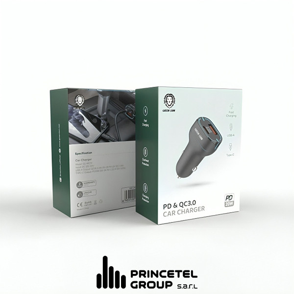 Green Lion Car Charger PD20W+QC 18W with TC-TC Black - mobile shop in Hamra, Beirut, Lebanon. New and used phones, iPhone, Samsung, Huawei, Xiaomi, Oppo, Realme, Honor, Google Pixel, tablets, laptops, computers, and accessories. متجر موبايلات في الحمرا، بيروت، لبنان. هواتف جديدة ومستعملة، آيفون، سامسونج، هواوي، شاومي، أوبو، ريلمي، هونر، جوجل بيكسل، أجهزة لوحية، لابتوبات، كمبيوترات، واكسسوارات.