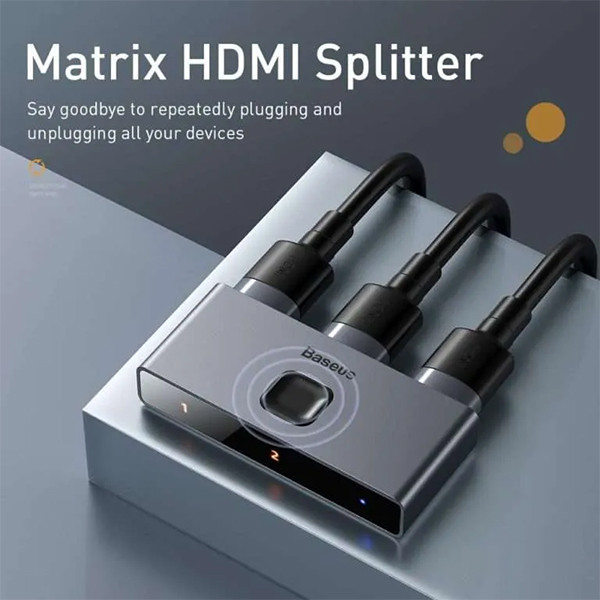 baseus matrix hdmi splitter 2in1 space gray - mobile shop in Hamra, Beirut, Lebanon. New and used phones, iPhone, Samsung, Huawei, Xiaomi, Oppo, Realme, Honor, Google Pixel, tablets, laptops, computers, and accessories. متجر موبايلات في الحمرا، بيروت، لبنان. هواتف جديدة ومستعملة، آيفون، سامسونج، هواوي، شاومي، أوبو، ريلمي، هونر، جوجل بيكسل، أجهزة لوحية، لابتوبات، كمبيوترات، واكسسوارات.