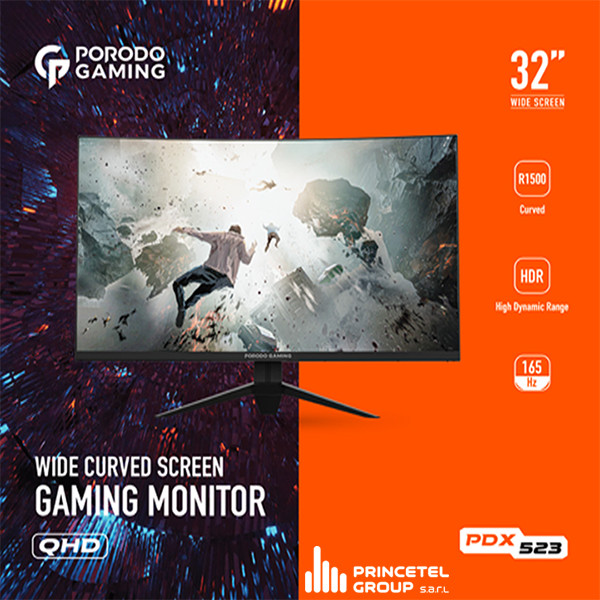 Porodo Gaming Curved Screen Monitor 32Inch 165Hz Black - mobile shop in Hamra, Beirut, Lebanon. New and used phones, iPhone, Samsung, Huawei, Xiaomi, Oppo, Realme, Honor, Google Pixel, tablets, laptops, computers, and accessories. متجر موبايلات في الحمرا، بيروت، لبنان. هواتف جديدة ومستعملة، آيفون، سامسونج، هواوي، شاومي، أوبو، ريلمي، هونر، جوجل بيكسل، أجهزة لوحية، لابتوبات، كمبيوترات، واكسسوارات.