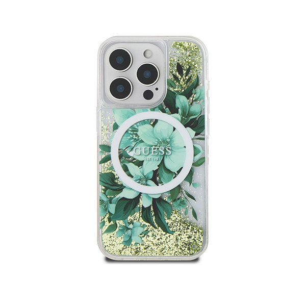 Guess MagSafe Hard Case Glitter Flower For 16 Pro Max Green, mobiles, lebanon, samsung, iphones, new, used, laptops, computers, huawei, phone, mobile prices in lebanon,mobile prices