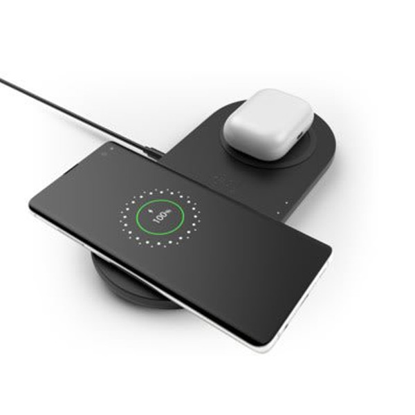 BELKIN 2x 10W Boost Up Dual Wireless Charging Pad with PSU - Black - mobile shop in Hamra, Beirut, Lebanon. New and used phones, iPhone, Samsung, Huawei, Xiaomi, Oppo, Realme, Honor, Google Pixel, tablets, laptops, computers, and accessories. متجر موبايلات في الحمرا، بيروت، لبنان. هواتف جديدة ومستعملة، آيفون، سامسونج، هواوي، شاومي، أوبو، ريلمي، هونر، جوجل بيكسل، أجهزة لوحية، لابتوبات، كمبيوترات، واكسسوارات.