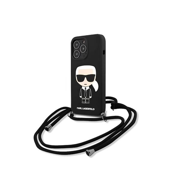 Karl Lagerfeld Liquid Silicone Hard Case With Cord Ikonik For iPhone 13 Pro (6.1"), mobiles, lebanon, samsung, iphones, new, used, laptops, computers, huawei, phone, mobile prices in lebanon,mobile prices