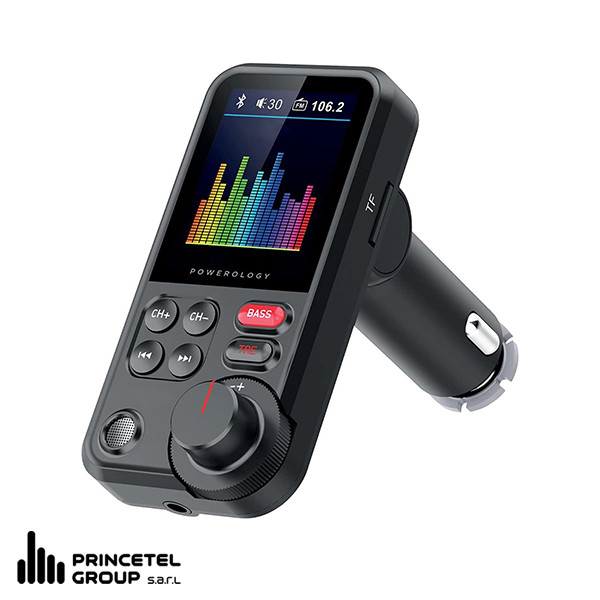 Powerology Bluetooth FM Transmitter Pro Car Charger - mobile shop in Hamra, Beirut, Lebanon. New and used phones, iPhone, Samsung, Huawei, Xiaomi, Oppo, Realme, Honor, Google Pixel, tablets, laptops, computers, and accessories. متجر موبايلات في الحمرا، بيروت، لبنان. هواتف جديدة ومستعملة، آيفون، سامسونج، هواوي، شاومي، أوبو، ريلمي، هونر، جوجل بيكسل، أجهزة لوحية، لابتوبات، كمبيوترات، واكسسوارات.