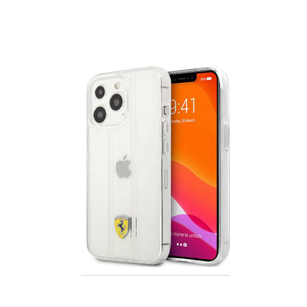 CG MOBILE Ferrari PC/TPU Transparent Hard Case With 3D Line Contrasted Red Line Compatible For IPhone 13 Pro (6.1") Anti-Scratch, Easy Access To All Ports, mobiles, lebanon, samsung, iphones, new, used, laptops, computers, huawei, phone, mobile prices in lebanon,mobile prices