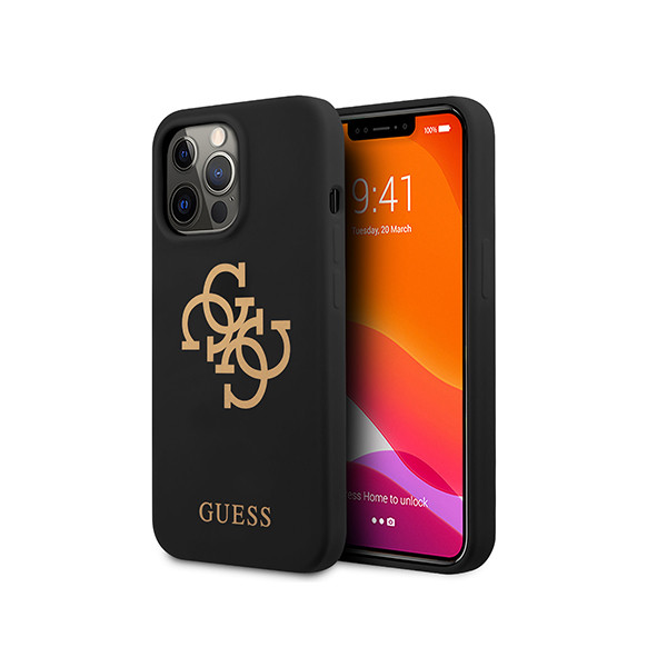Guess iPhone 13 Pro Hardcase - Gold 4G Logo - Black, mobiles, lebanon, samsung, iphones, new, used, laptops, computers, huawei, phone, mobile prices in lebanon,mobile prices