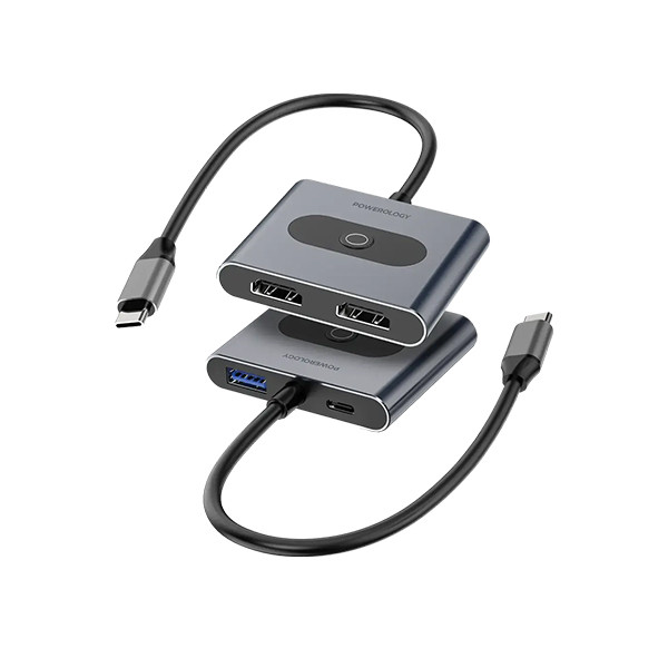Powerology 4-In-1 USB-C Multi-Function Hub - Gray, mobiles, lebanon, samsung, iphones, new, used, laptops, computers, huawei, phone, mobile prices in lebanon,mobile prices