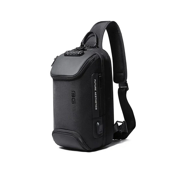 BANGE BG-7082 Anti-Theft TSA Lock Crossbody Bag Waterproof Chest Pack With External USB Port - Black, mobiles, lebanon, samsung, iphones, new, used, laptops, computers, huawei, phone, mobile prices in lebanon,mobile prices