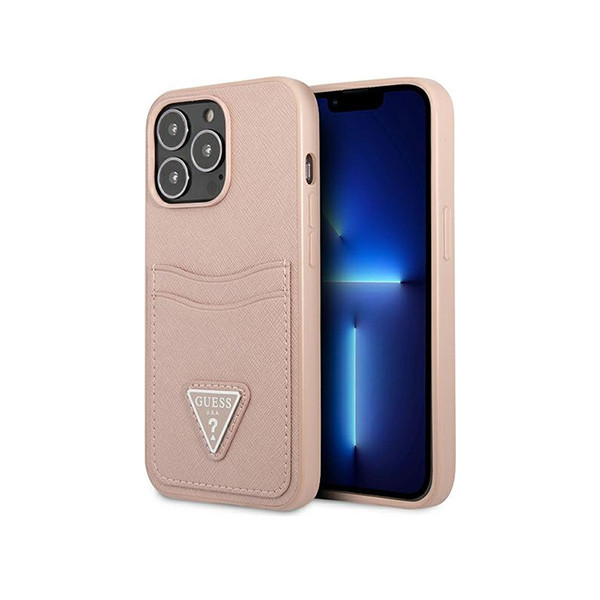 Guess Saffiano Card Back Case Apple iPhone 13 Pro (6.1") Roze, mobiles, lebanon, samsung, iphones, new, used, laptops, computers, huawei, phone, mobile prices in lebanon,mobile prices