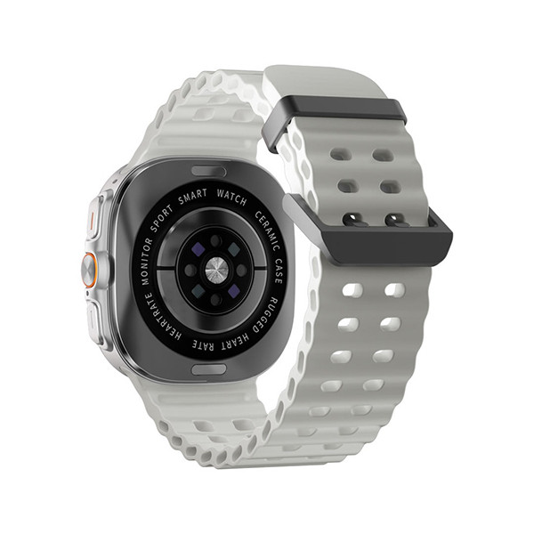 Porodo 'Voyager' Amoled 1.43" Smart Watch Grey Dial White Ocean Band 34mm - Silver - mobile shop in Hamra, Beirut, Lebanon. New and used phones, iPhone, Samsung, Huawei, Xiaomi, Oppo, Realme, Honor, Google Pixel, tablets, laptops, computers, and accessories. متجر موبايلات في الحمرا، بيروت، لبنان. هواتف جديدة ومستعملة، آيفون، سامسونج، هواوي، شاومي، أوبو، ريلمي، هونر، جوجل بيكسل، أجهزة لوحية، لابتوبات، كمبيوترات، واكسسوارات.