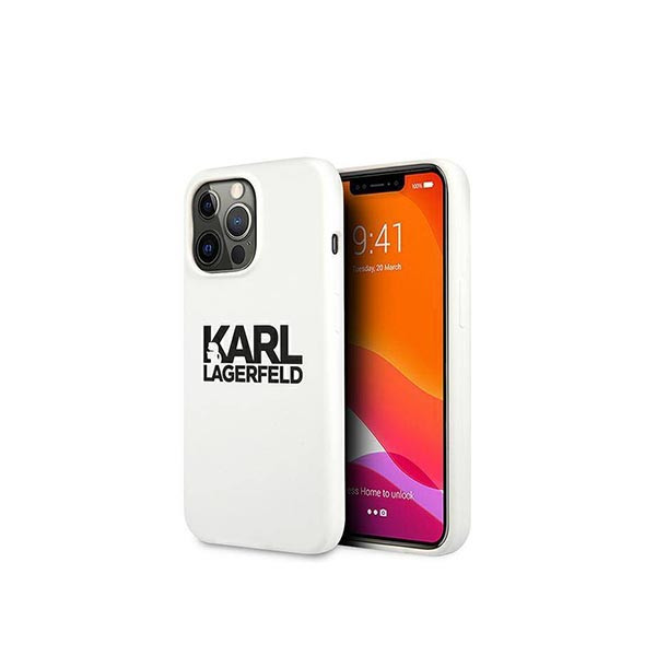 Karl Lagerfeld for iPhone 13 Pro / 13 6,1'' KLHCP13LSLKLWH Silicone Stack Logo white, mobiles, lebanon, samsung, iphones, new, used, laptops, computers, huawei, phone, mobile prices in lebanon,mobile prices