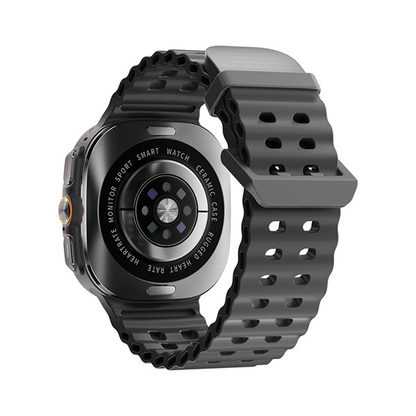 Porodo 'Voyager' Amoled 1.43" Smart Watch Grey Dial Black Ocean Band 34mm - Black - mobile shop in Hamra, Beirut, Lebanon. New and used phones, iPhone, Samsung, Huawei, Xiaomi, Oppo, Realme, Honor, Google Pixel, tablets, laptops, computers, and accessories. متجر موبايلات في الحمرا، بيروت، لبنان. هواتف جديدة ومستعملة، آيفون، سامسونج، هواوي، شاومي، أوبو، ريلمي، هونر، جوجل بيكسل، أجهزة لوحية، لابتوبات، كمبيوترات، واكسسوارات.