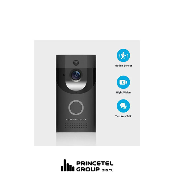 Powerology Smart Video Doorbell with Night Vision and Motion Sensor - mobile shop in Hamra, Beirut, Lebanon. New and used phones, iPhone, Samsung, Huawei, Xiaomi, Oppo, Realme, Honor, Google Pixel, tablets, laptops, computers, and accessories. متجر موبايلات في الحمرا، بيروت، لبنان. هواتف جديدة ومستعملة، آيفون، سامسونج، هواوي، شاومي، أوبو، ريلمي، هونر، جوجل بيكسل، أجهزة لوحية، لابتوبات، كمبيوترات، واكسسوارات.
