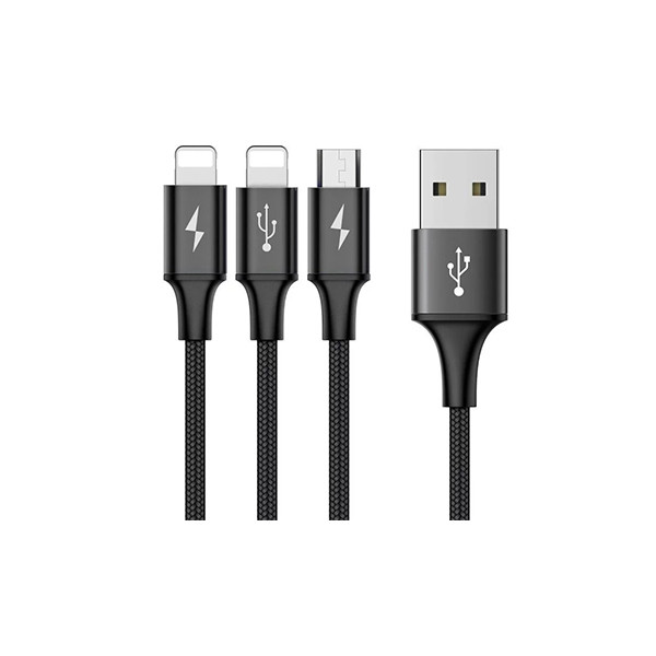 Baseus rapid series 3in1 Cable Micro + dual lightning 3A 1.2M, mobiles, lebanon, samsung, iphones, new, used, laptops, computers, huawei, phone, mobile prices in lebanon,mobile prices