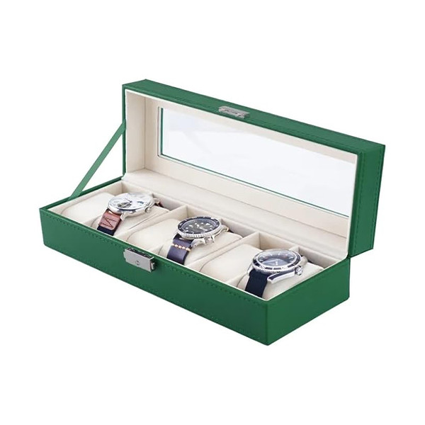 Green Lion Elegant Watch Box 6 Slots - Green | with Glass, mobiles, lebanon, samsung, iphones, new, used, laptops, computers, huawei, phone, mobile prices in lebanon,mobile prices
