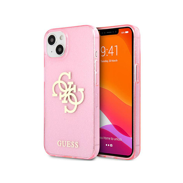 Guess Apple Iphone 13 Pink Hard Case Glitter 4g Big Logo, mobiles, lebanon, samsung, iphones, new, used, laptops, computers, huawei, phone, mobile prices in lebanon,mobile prices