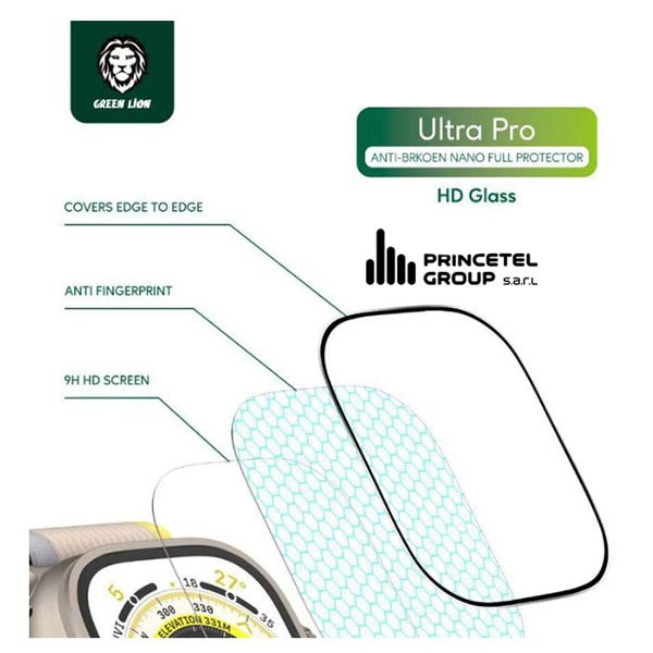 Green Lion Ultra Pro Anti-Broken Nano Full Protector 9H Hardness 49mm HD Glass - mobile shop in Hamra, Beirut, Lebanon. New and used phones, iPhone, Samsung, Huawei, Xiaomi, Oppo, Realme, Honor, Google Pixel, tablets, laptops, computers, and accessories. متجر موبايلات في الحمرا، بيروت، لبنان. هواتف جديدة ومستعملة، آيفون، سامسونج، هواوي، شاومي، أوبو، ريلمي، هونر، جوجل بيكسل، أجهزة لوحية، لابتوبات، كمبيوترات، واكسسوارات.