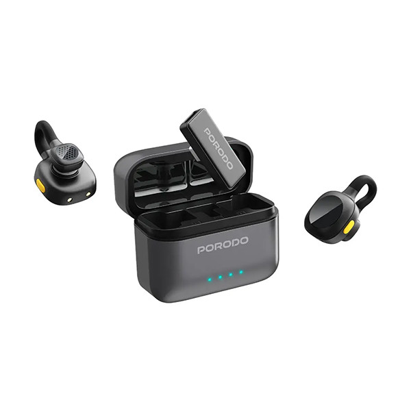 Porodo Movo Lavalier Microphone with 4-5H Battery Life+ Apple & Type-C Connector - Black - mobile shop in Hamra, Beirut, Lebanon. New and used phones, iPhone, Samsung, Huawei, Xiaomi, Oppo, Realme, Honor, Google Pixel, tablets, laptops, computers, and accessories. متجر موبايلات في الحمرا، بيروت، لبنان. هواتف جديدة ومستعملة، آيفون، سامسونج، هواوي، شاومي، أوبو، ريلمي، هونر، جوجل بيكسل، أجهزة لوحية، لابتوبات، كمبيوترات، واكسسوارات.