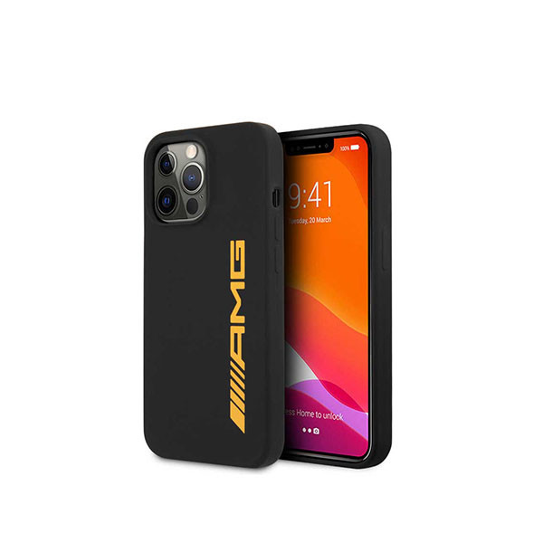 AMG AMHCP13XSGLBYE / Liquid Silicone Case with Big Logo for iPhone 13 Pro Max / Black & Yellow, mobiles, lebanon, samsung, iphones, new, used, laptops, computers, huawei, phone, mobile prices in lebanon,mobile prices
