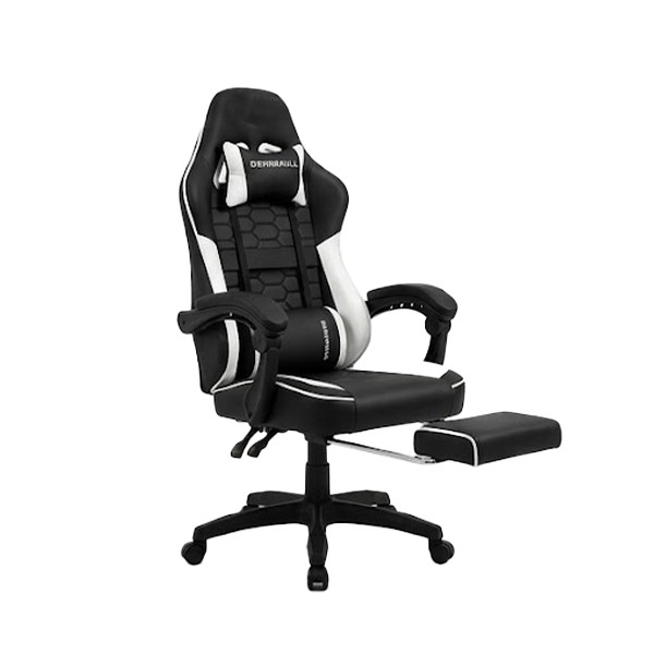 Dead Skull Gaming Chair Comfort with Footrest & Headrest – Adjustable Back, Ergonomic Design for Gamers-Black/White - mobile shop in Hamra, Beirut, Lebanon. New and used phones, iPhone, Samsung, Huawei, Xiaomi, Oppo, Realme, Honor, Google Pixel, tablets, laptops, computers, and accessories. متجر موبايلات في الحمرا، بيروت، لبنان. هواتف جديدة ومستعملة، آيفون، سامسونج، هواوي، شاومي، أوبو، ريلمي، هونر، جوجل بيكسل، أجهزة لوحية، لابتوبات، كمبيوترات، واكسسوارات.