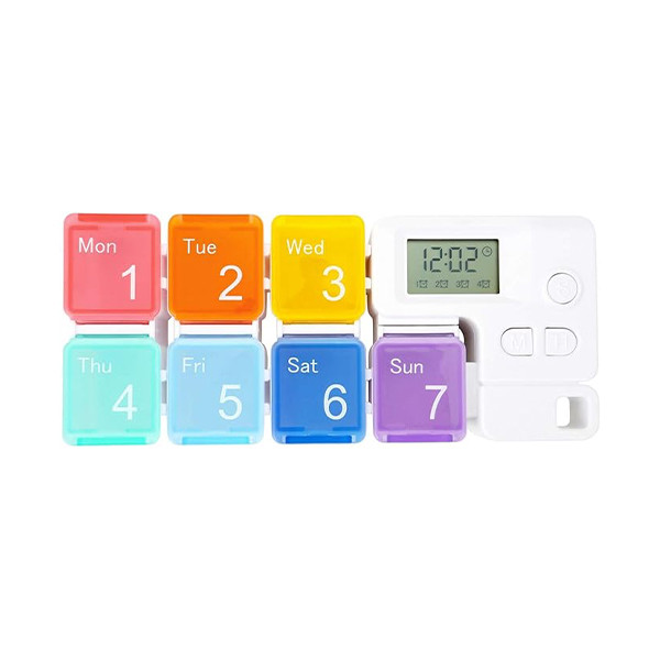 7 Days Pill Dispenser Organizer with Reminder Alarm - CozyCabin Portable Travel Vitamins Medicine Box Case (Rainbow), mobiles, lebanon, samsung, iphones, new, used, laptops, computers, huawei, phone, mobile prices in lebanon,mobile prices