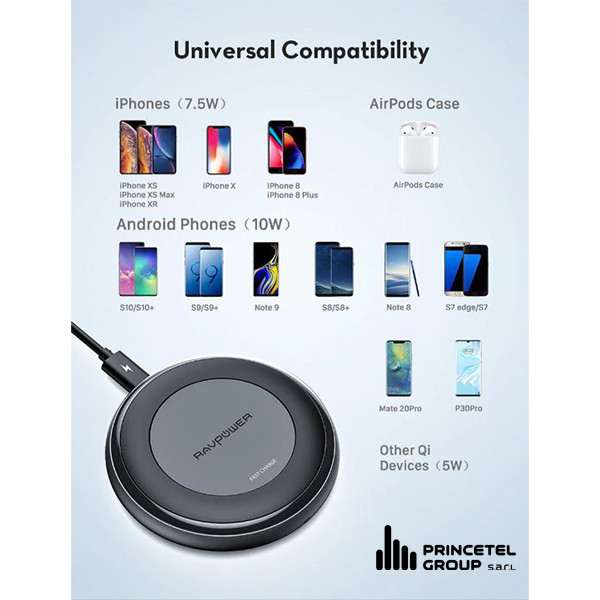 Ravpower Turbo 10W Max Wireless Charger - mobile shop in Hamra, Beirut, Lebanon. New and used phones, iPhone, Samsung, Huawei, Xiaomi, Oppo, Realme, Honor, Google Pixel, tablets, laptops, computers, and accessories. متجر موبايلات في الحمرا، بيروت، لبنان. هواتف جديدة ومستعملة، آيفون، سامسونج، هواوي، شاومي، أوبو، ريلمي، هونر، جوجل بيكسل، أجهزة لوحية، لابتوبات، كمبيوترات، واكسسوارات.