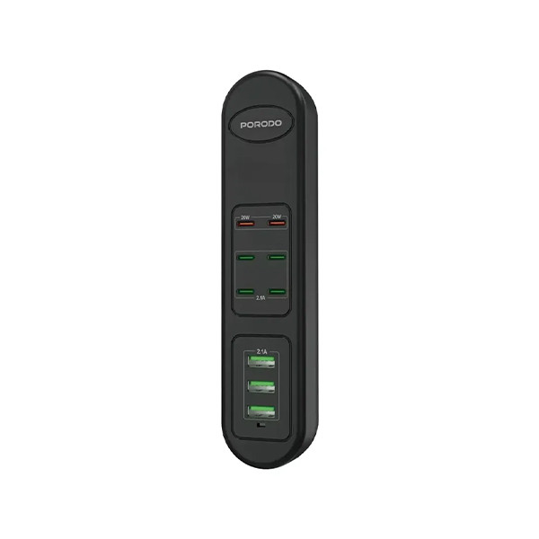 Porodo 50W PDx6 USBx3 Fast Charging Strip UK (2m Wire) - Black, mobiles, lebanon, samsung, iphones, new, used, laptops, computers, huawei, phone, mobile prices in lebanon,mobile prices