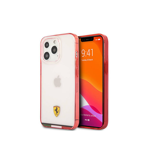 CG MOBILE Ferrari Italia Stripe Transparent Hard Case Print Logo Compatible for iPhone 13 Pro (6.1") Scratches Resistant, Easy Access to All Ports, mobiles, lebanon, samsung, iphones, new, used, laptops, computers, huawei, phone, mobile prices in lebanon,mobile prices