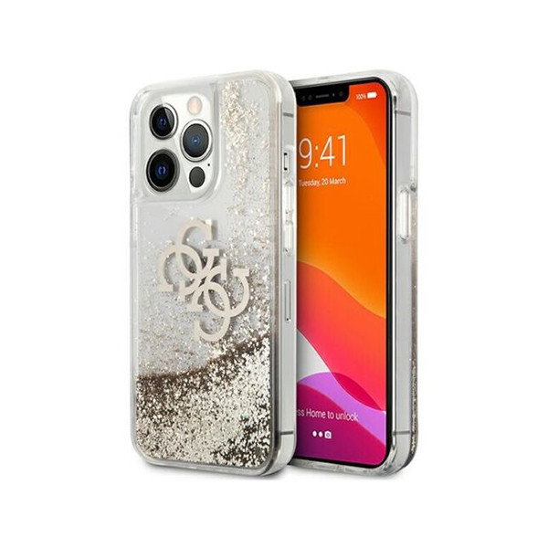 Genuine Guess 4G Big Logo Gold Glitter Hard Case Cover For Apple iPhone 13 Pro, mobiles, lebanon, samsung, iphones, new, used, laptops, computers, huawei, phone, mobile prices in lebanon,mobile prices