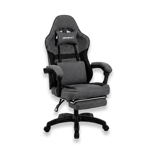 Dead Skull Gaming Chair Comfort with Footrest & Headrest – Adjustable Back, Ergonomic Design for Gamers-Grey - mobile shop in Hamra, Beirut, Lebanon. New and used phones, iPhone, Samsung, Huawei, Xiaomi, Oppo, Realme, Honor, Google Pixel, tablets, laptops, computers, and accessories. متجر موبايلات في الحمرا، بيروت، لبنان. هواتف جديدة ومستعملة، آيفون، سامسونج، هواوي، شاومي، أوبو، ريلمي، هونر، جوجل بيكسل، أجهزة لوحية، لابتوبات، كمبيوترات، واكسسوارات.