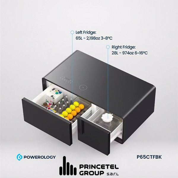Powerology 93L Coffee Table Fridge with LED Touch Control Bluetooth Hifi Speaker Black - mobile shop in Hamra, Beirut, Lebanon. New and used phones, iPhone, Samsung, Huawei, Xiaomi, Oppo, Realme, Honor, Google Pixel, tablets, laptops, computers, and accessories. متجر موبايلات في الحمرا، بيروت، لبنان. هواتف جديدة ومستعملة، آيفون، سامسونج، هواوي، شاومي، أوبو، ريلمي، هونر، جوجل بيكسل، أجهزة لوحية، لابتوبات، كمبيوترات، واكسسوارات.