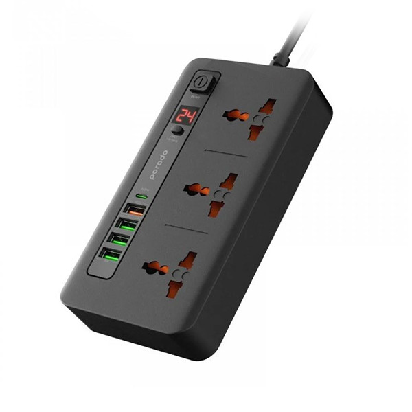 Porodo 3000W 3AC Power Socket with USB A x2 USB C x4 UK 3M Wire - Black, mobiles, lebanon, samsung, iphones, new, used, laptops, computers, huawei, phone, mobile prices in lebanon,mobile prices