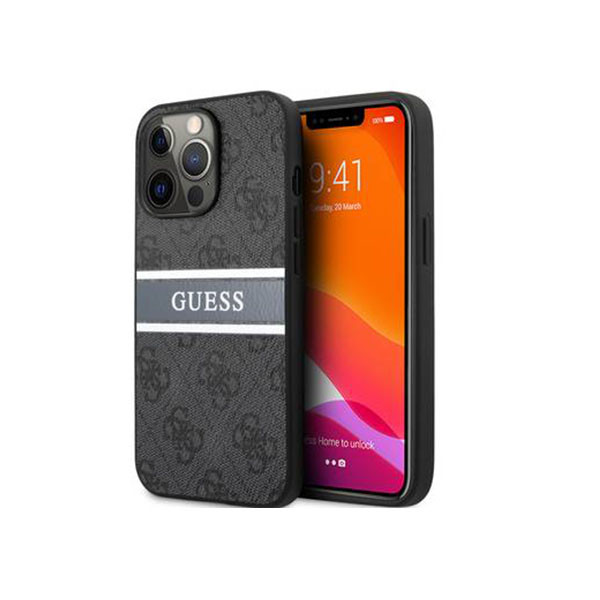 Guess PU Cover  4G Printed Stripe For Apple iPhone 13 Pro Max Grey  (EU Blister), mobiles, lebanon, samsung, iphones, new, used, laptops, computers, huawei, phone, mobile prices in lebanon,mobile prices