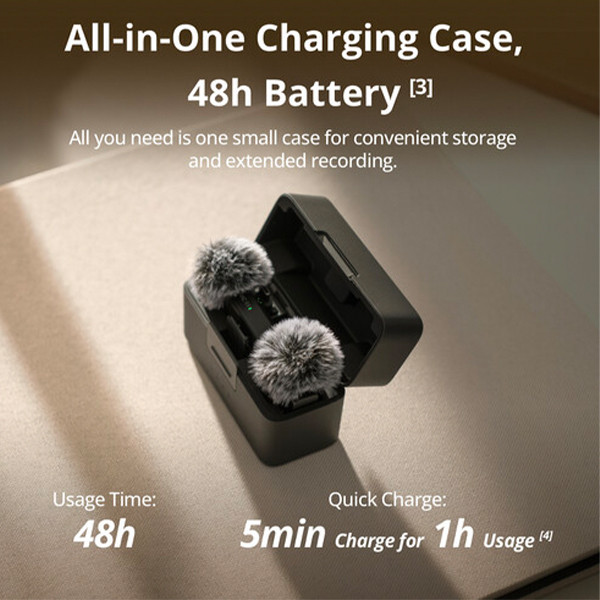 DJI Mic Mini 2-Person Compact Wireless Microphone System for Camera & Smartphone (2.4 GHz) - mobile shop in Hamra, Beirut, Lebanon. New and used phones, iPhone, Samsung, Huawei, Xiaomi, Oppo, Realme, Honor, Google Pixel, tablets, laptops, computers, and accessories. متجر موبايلات في الحمرا، بيروت، لبنان. هواتف جديدة ومستعملة، آيفون، سامسونج، هواوي، شاومي، أوبو، ريلمي، هونر، جوجل بيكسل، أجهزة لوحية، لابتوبات، كمبيوترات، واكسسوارات.