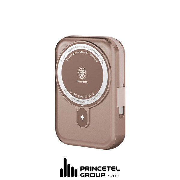 Green Lion Monaco Magsafe  10000mah Power Bank -  Desert Titanium - mobile shop in Hamra, Beirut, Lebanon. New and used phones, iPhone, Samsung, Huawei, Xiaomi, Oppo, Realme, Honor, Google Pixel, tablets, laptops, computers, and accessories. متجر موبايلات في الحمرا، بيروت، لبنان. هواتف جديدة ومستعملة، آيفون، سامسونج، هواوي، شاومي، أوبو، ريلمي، هونر، جوجل بيكسل، أجهزة لوحية، لابتوبات، كمبيوترات، واكسسوارات.